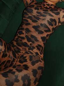 Set 2pcs DOUCIU Motif Ular Atasan Tube + Celana Pinggang Tinggi Gaya Klub Malam - Macan Tutul - View 5