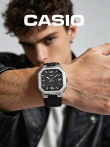 Casio 男士運動商務腕錶，礦物水晶鏡面，5ATM 防水，針扣式軟錶帶 MTP-B195L-1AV - 銀色 - 查看 1