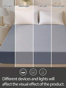 1pc Solid Color 25cm Deep Pocket Fitted Sheet, Soft & Breathable Mattress Protector, Suitable For All Bed Sizes, Dorm & Home Bedding Decor - Blue - View 7