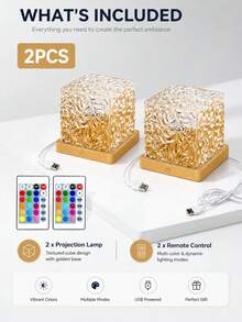 Geometric Square RGB Lamp, Aurora Or Water Ripple Style With Touch Control - Multi-color light - View 13