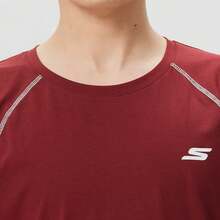 Skechers Men's Contrast Stitch Raglan Cooling Quick-Dry Crew Neck Short Sleeve T-Shirt - Burgundy - View 4