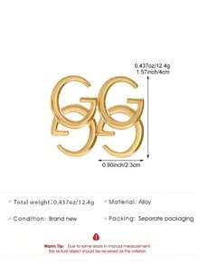 1 Pair Geometric Fashion Letter Stud Earrings Suitable For Daily Wear - Gold - View 5