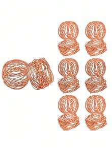 6pcs Rose Gold Metal Wire Woven Napkin Rings, Hollow Asymmetrical Twisted Metal Napkin Buckles, Suitable For Party Holiday Table Decor - View 3