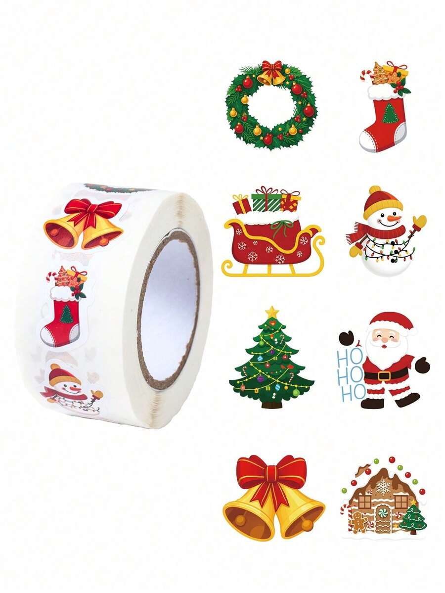 200 Pcs/Roll Christmas Stickers, Christmas Tree Pattern Label Stickers, Christmas Gift Box Envelope Decoration Label Stickers, Santa Claus Bell Christmas Sock Mistletoe Style Self-Adhesive Stickers, Used For Christmas Party Gift Decoration, 2026 Christmas Decoration, Merry Christmas Home Decor, Christmas Party Decoration, Christmas Party Gift DIY Packaging Supplies, Christmas Gift Decoration Stickers, 2027 New Year Decoration, Christmas Crafts