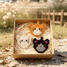 [DIY Pixel Bead Crochet Kit]Pixel Curly Tail Cat Family Crochet Kit, Suitable For Adult Beginners Handmade Semi-Finished Kit. Includes Complete Tools (Random Color Accessories) And English Guide. No Bead Template Needed. Crochet To Get Pixel Style, Can Make Keychains - DIY Crochet Kit - View 9