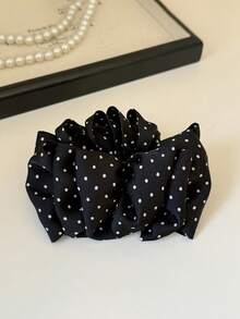 1pc Vintage Polka Dot Banana Hair Clip With Elegant Satin Bow, Women's Fashion Hair Accessory - Multicolor - View 9