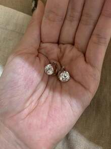 Women's Super Shiny Cubic Zirconia Geometric Earrings - White Gold Zirconia Stud Earrings - View 7