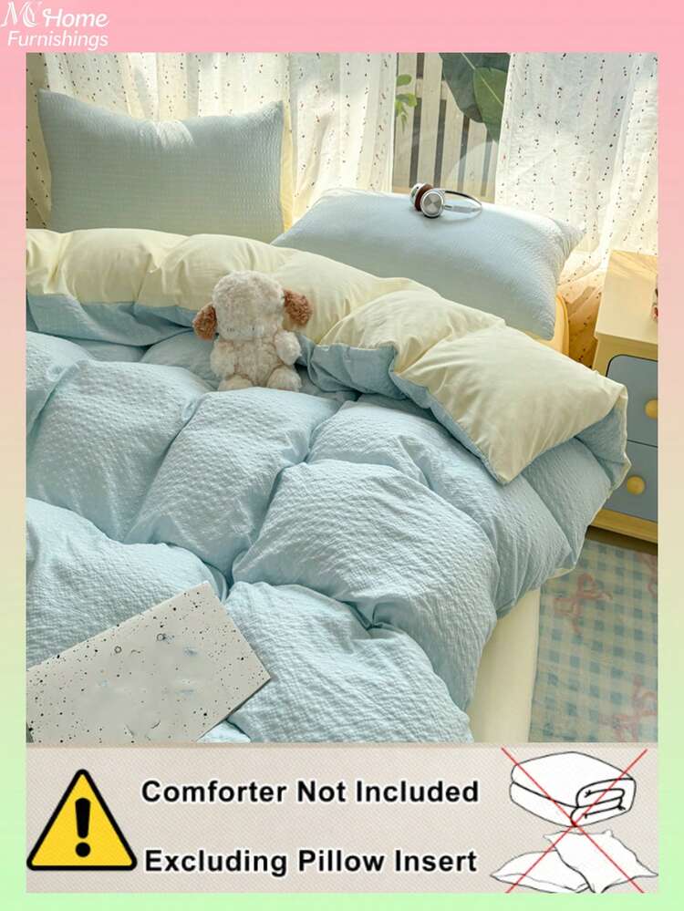 3pcs Light Blue 3D Jacquard Duvet Cover Set, Bedding, 1 Duvet Cover And 1 Or 2 Pillowcases, Soft And Comfortable Home Textiles, Dorm Bedding For Boys And Girls, Fresh INS Style, Machine Washable, No Filling - Baby Blue - View 4