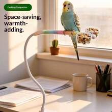1pc Adjustable Parrot Perch Stand With Durable Colorful Rope, Clip-On Multi-Function Desktop Platform, Bite-Resistant Claw Perch, Suitable For Training And Cleaning Bird Cage Accessories - View 6