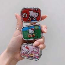 1 buah Kotak Penyimpanan Logam Sanrio Hello Kitty, Kotak Obat Sekat, Kotak Perhiasan Mini Kartun Lucu, Wadah Penyimpanan Kawaii - Satu ukuran cocok untuk semua. - View 5