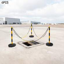6-Pack Adjustable Traffic Cones, Crowd Control Bollards With Water And Sand-Fillable Base For Construction Sites, Parking Lots, And Road Closures - A - View 6