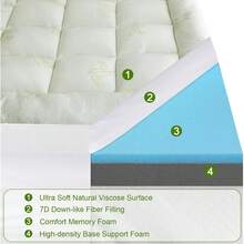 Pillow Top Mattress Topper Full Size, 4.5" Cooling Dual Layer Mattress Topper (2.7" Extra Thick Soft Plush Mattress Pad & 0.6" Gel Memory Variant 1 - Dual Layer Topper - View 3