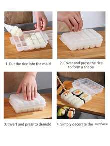 1pc 10-Cavity Battleship Sushi Mold, 5-Cavity Rice Ball Sushi Mold Set, PP Non-Stick Rice Ball Maker, Easy Release Hand-Pressed Sushi Making Tool, DIY Japanese Sushi Bento Lunch Kitchen Gadget, Suitable For Picnic And Camping - View 8