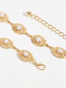 1pc Bohemian Style Women's Waist Chain Decoration, Western Style Belt, Women's Belt, Gold Belt, Women's Western Accessories, Waist Belt, Y2K Summer Bohemian Style Metal Pleated Pearl Waist Chain, Sexy Navel Ring Decoration Chain, Suitable For Dresses, Shorts, Parties, Beach Vacations, Festivals And Birthday Gifts, Women's Beach Accessories, Halloween Decoration Props, Waist-Slimming - Multicolor - View 5