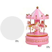 1pc Blue & Pink Luxury Rotating Carousel Cake Topper, Suitable For Birthday, Romantic Wedding Party, Handmade Rotating Carousel Cake Decoration & Gift - Multicolor - View 9