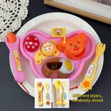 Bear-Shaped Pet Feeding Simulation Educational Toy Set With Tableware, Portable Interactive Role-Play Toy, Sensory Learning Game Gift, Suitable For Easter, Halloween, Christmas - 彩色 - 查看 3