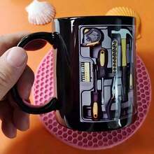 Black Toolbox Themed Ceramic Mug, Creative Mechanic Style Coffee Cup, Suitable For Home And Office Daily Use - Multicolor - View 5