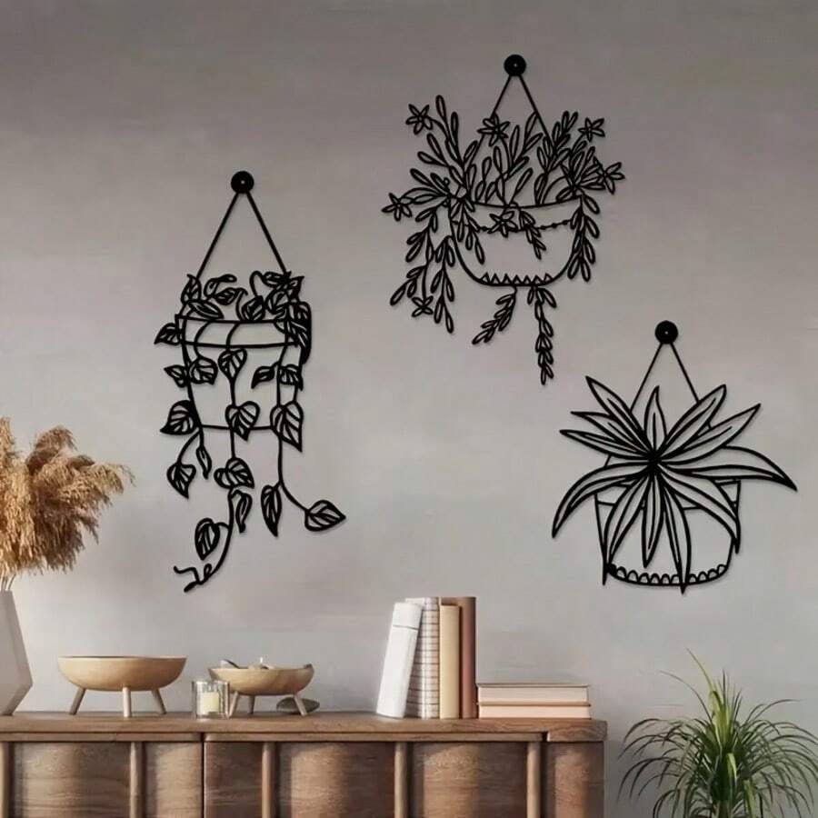 3-Piece Wall Decor Set - Ivy Design Decorative Planters - Indoor/Outdoor Hanging Decor, Suitable For Home, Patio, Garden - Easy To Hang - Perfect Gift For Christmas, Thanksgiving, Housewarming, Valentine's Day - A - View 1