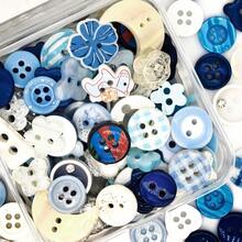 6/18/26/35/44/58/67/76/88/95/100Pcs Boxed Blue Resin Buttons Assorted, DIY Sewing Accessories, Flower Rabbit Round Buttons, Sweater Shirt Clothing Decorative Buttons, Scrapbook Collage Patchwork Accessories, Creative DIY Jewelry Making, Random Styles - Multicolor - View 2