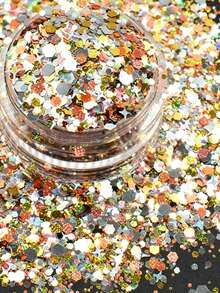 Nail Art Decorations, Ultra-Thin Colorful Solid Color Glitter, Sequins, Four-Pointed Star, Irregular Shaped Mixed Crystal Nail Art Assortment 1 Bottle, Korean-Style DIY Personal Nail Art Decorations, Glitter Sequins, Nail Stickers, Decals, Micro Rhinestones, Press-On Nail Decorations - Multicolor - View 11