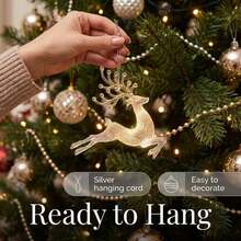 Crystal Flying Deer Christmas Decoration - Little Deer Christmas Tree Ornament, Iridescent Crystal Christmas Hanging Pendant, Transparent Decoration - 5Pcs - View 5