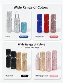 1pc Premium Rhinestone Perfume Travel Refillable Spray Bottle, 5ml Mini Spray Bottle, Vacuum Pressed Design, Moisturizing Cosmetic Sample - View 7