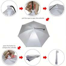 1pc Adjustable Headwear Umbrella Hat, Expanded Canopy (30.3 Inches), Suitable For Fishing, Camping And Gardening. Windproof ABS Material, Elastic Neck Strap, Compact Foldable Design, No Battery Required - Multicolor - View 3