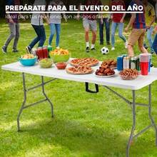 Mesa Plegable Tipo Portafolio de Plástico Negro 1.80m Portátil para Jardín Exterior Eventos Fácil Almacenamiento Resistente Agua - Blanco - Ver 4