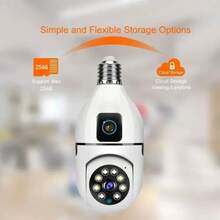 2NLF® 8MP HD Cámara de segurida d con bombilla E27, visión nocturna, 2 pantallas, 2 lentes, detección de movimiento en interiores, zoom de 8x, conexión WiFi, Vigilancia de bebés - Blanco - Ver 5