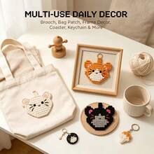[DIY Pixel Bead Crochet Kit]Pixel Curly Tail Cat Family Crochet Kit, Suitable For Adult Beginners Handmade Semi-Finished Kit. Includes Complete Tools (Random Color Accessories) And English Guide. No Bead Template Needed. Crochet To Get Pixel Style, Can Make Keychains - DIY Crochet Kit - View 8