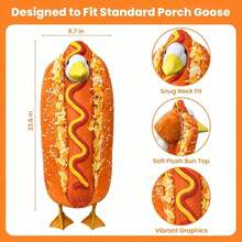 Hot Dog Goose Outfit Set, Porch Lawn Goose Clothes, Hot Dog Design, 23 Inch High Cement Plastic Porch Goose Statue Set, Suitable For Lawn Garden Yard Patio Outdoor Statue Art Decoration (Goose Statue Not Included) - Grilled Sausage - View 3