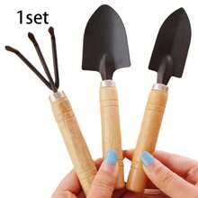 3 PiecesFloral Soil Gardening Tool Set, Portable Garden Planting Tools With Shovel And Rake, Multi-Functional For Loosening Soil, Transplanting And Tilling, Comfortable Solid Wood Handle, Lightweight And Easy To Store - Black - View 14