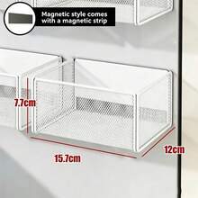 1pc Magnetic Refrigerator Side Storage Basket, Multi-Functional Seasoning & Kitchen Utensil Rack, Storage Organizer Accessory, Storage & Organization Tool - Multicolor - View 4