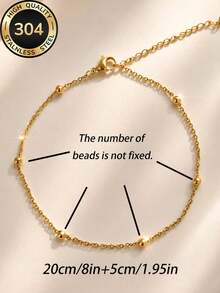 2pcs/Set 18K Gold Plated Women's Luxury Colorful Sparkling Round Bead Pendant Four-Leaf Flower Double Layer Anklet, 304 Stainless Steel Waterproof Non-Fading, Suitable For Summer Outfits, Beach Vacation, Pool Party And Daily Wear, Anniversary, Christmas, Holiday Gift - Anklet 6 - View 4