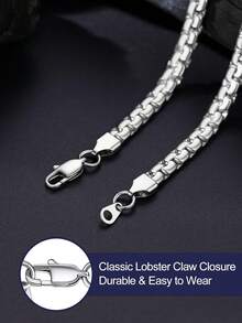 Bandmax Solid Stainless Steel Flat Box Link Chains 2MM/4MM/6MM/8MM Silver/Gold/Black Rolo Cable Chain Necklaces For Men Women 14"-30" Length, Gift Pac - 06 4MM-14K Gold Plated - View 3
