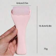 1 Pc Portable Reusable Gel Ice Roller, Sweet Solid Pink Handheld Oval Facial Massager With Textured Roller Head Calming Skin Reduce Puffiness Beauty Tool For Daily Skincare Home SPA - 1pc - View 2