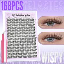 LIMEIKAI 14 Rows Natural Individual Eyelashes Eyelashes DIY Wispy Cluster Eyelash Extensions Individual Eyelashes 10-12mm Manga Cluster Eyelashes Fish Tail, Wispy/Nature Style, C Curl, Beginner-Friendly, Reusable Eyelash Extensions For Natural & Doll Looks - View 4