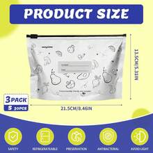 30pcs Reusable Aluminum Freezer Bags Leak Proof Stand Up Foil Storage Pouches With Zip Lock Labels For Food Preservation Small - Small Pint Bags - View 2