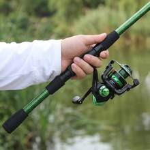 KecchKrezing 5.9ft Camouflage Telescopic Fishing Rod Set With Spinning Reel, Complete Fishing Tackle Including Fishing Line, Floats, Lures, Hooks, Bells, Suitable For Beginners River Lake Freshwater Fishing, With Storage Bag - Green - View 6