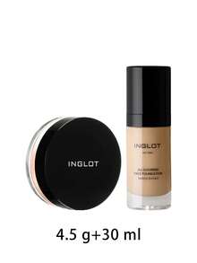 Inglot [حزمة] بودرة سائبة مضيئة عالية الدقة NF 42 4.5 جرام + كريم أساس الوجه الشامل LW003 30 مل - NF 42+LW003 - مشاهدة 2