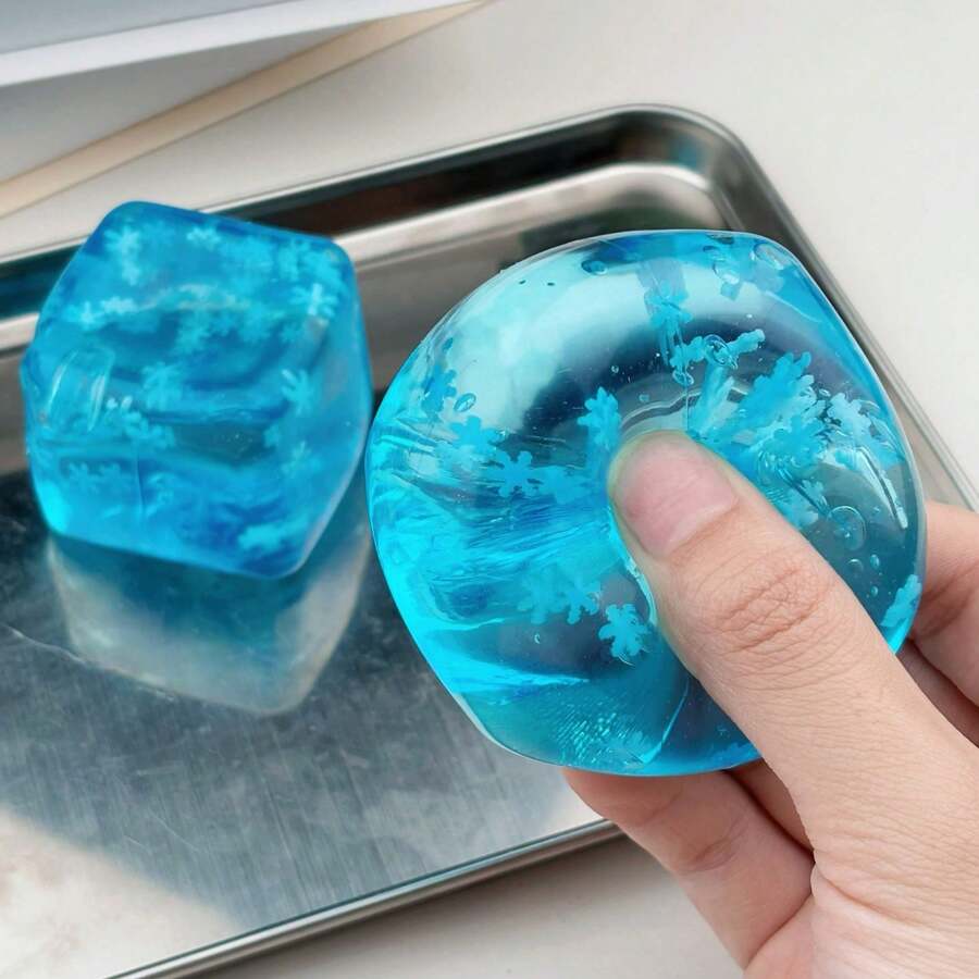 1 pieza Pelota antiestrés cubo de hielo con copos de nieve en el interior para relajarte y estar tranquilo, premios para el aula, calma a niños y adultos, juguete sensorial de goma de rebote lento - Regalo de Halloween/Navidad, Taba Squisy, juguetes para rellenar bolsas de fiesta, las bolsas de embalaje son aleatorias - Multicolor - Ver 1