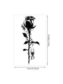 1 Sheet Black Solid Dark Style Rose Cobweb Spider Vertical Forearm Temporary Tattoo Sticker, Waterproof Long-Lasting Edgy Gothic Fake Tattoo, Body Art Decal For Wrist Rib Side Shoulder Calf Upper Arm - Black - View 5
