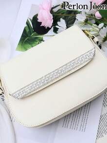 2 Yards White Pearl Rhinestone Hot Fix Tape Ribbon Glass Crystal Rhinestone Decoration Iron On Shoes Clothing Accessories - P 2 Yards/72 Inches - View 2
