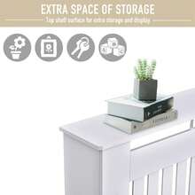 White Radiator Cover - Tall Modern Chelsea Design Vertical Slat Cabinet Radiator Shelve For Living Room/Bedroom/Kitchen - White - View 4
