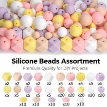 210pcs/Set Macaron Silicone Beads Mix Set Focal Spacer Beads DIY Jewelry Craft Accessories For Necklace Bracelet Keychain ID Lanyard Beading Supplies - Mixed Set a - View 18