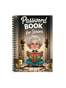 1pc Elderly Password Notebook, Featuring Elderly Cover And Gold Key Character Design. This Secure Password And Login Information Organizer Is Suitable For Internet, Computer, Home Or Office Use, And Is Also An Excellent Notebook Gift For Holidays. - Notebook - View 9