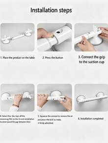 1pc No-Drill Suction Cup Grab Bar, Non-Slip Handrail, Strong Suction, Reusable, No Damage To Walls, Suitable For Tile, Glass And Hard Plastic Surfaces, Essential Home Assistive Product For Bathroom, Toilet, Kitchen And Living Room, Thoughtful Gift For Elderly Parents - Multicolor - View 9