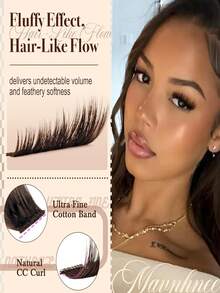 108 Clusters LU Curl Brown Fluffy Dense Makeup-Look Eyelash Clusters, 10-16mm LUD Curl Manga Wispy False Eyelash Extensions - C - View 6