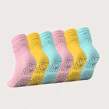 2/4/6/8 Pairs Women's Pilates Slouch Crew Yoga Socks, Non-Slip Grip For Ballet Dance And Hospital Workout - Multicolor - View 25