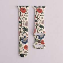 Sports Watch Band Compatible With Apple Watch Series 9/8/7/6/5/4/3/2/1/SE/Ultra (Unisex); Compatible With 38mm/40mm/41mm/42mm/44mm/45mm/49mm Sizes; Butterfly Buckle Design; Available In Daisy, Vintage Rose, Poppy, Pink Rose, And Peony Floral Print Styles; Made Of Silicone - Pink Rose - View 8